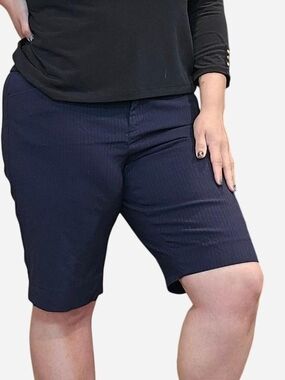 The Limited Y2K Navy Pinstripe Bermuda Shorts - Tailored Fit 12